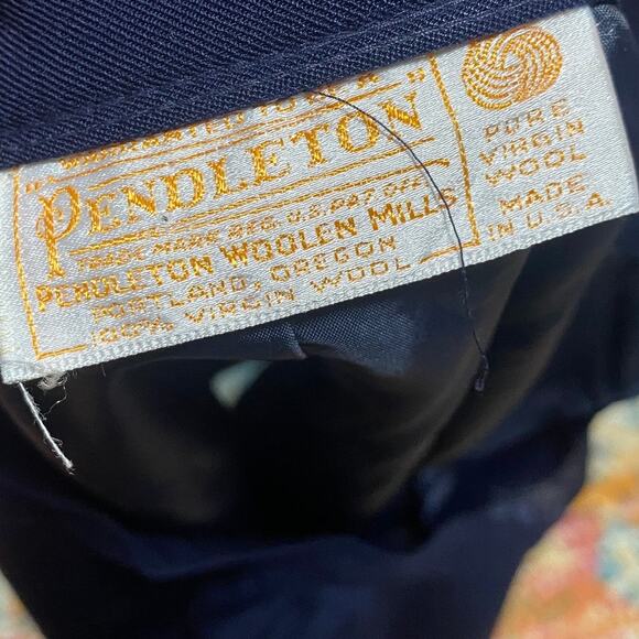Vintage 80s Pendleton Wool  Skirt Suit Set Over the Knee Pencil Navy Blue 10 - Picture 10 of 11
